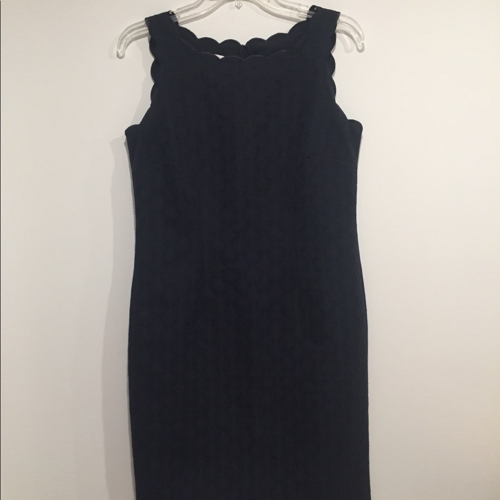 Talbots navy scalloped dress